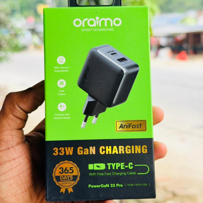 oraimo PowerGaN 33 Pro 33W GaN Wall Charger OCW7331E+C54