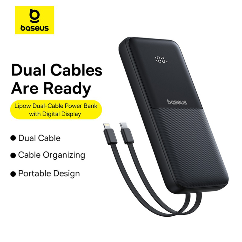Baseus PPJP312 20,000mAh 22.5W Power Bank with Attached Type-C & Lightning Cable